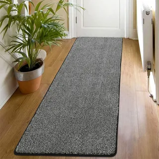 SHACOS Teppich Läufer 60x180 cm Küchenteppich Waschbar rutschfest, Teppich Läufer Flur Schwarz Modern Bettvorleger Schlafzimmer Eingangsteppich Lang Läufer Teppich für Flur, Küche