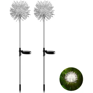 Solar-Gartenleuchte, Außenbereich, Löwenzahn-Design, Balkon-Dekoration, Steckleuchte, Rasenlicht, weiß