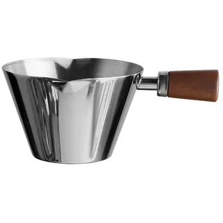 Espresso Messbecher, Edelstahl Espressotassen, Edelstahlbecher mit Doppeltem V-Ausguss, Holzgriff und Skala zur Zubereitung von Kaffee, Desserts und Cocktails