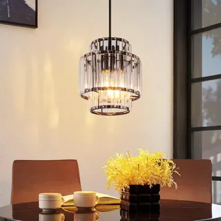 ZMH Hängelampe Esstisch Pendelleuchte 1 Flammig - Hängeleuchte Kristall Esstischlampe Modern E27 Esszimmerlampe Hängende Glas Pendellampe Höhenverstellbar für Wohnzimmer Küche (ohne Leuchtmittel)