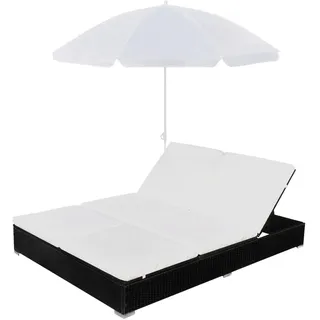 vidaXL Outdoor-Loungebett Sonnenliege 197 x 140 x 190 cm Schwarz/Cremeweiß