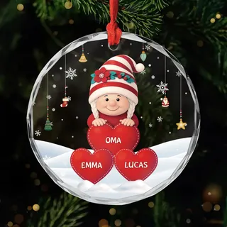 Personalisierte Weihnachtskugeln Oma Schneemann - Personalisierte Geschenke Weihnachten, Glas Weihnachtsschmuck Oma, Weihnachtskugel mit Namen (Modell #2)