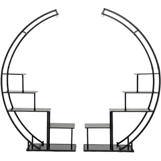 DanDiBo Dandibo Blumenregal indoor 170 cm Hoch Metall Schwarz Rund 96586 Blumentreppe Groß Halbrund Pflanzenständer Modern Design , 190x170x30 cm , Wohnzimmer, Wohnzimmertische, Blumenständer