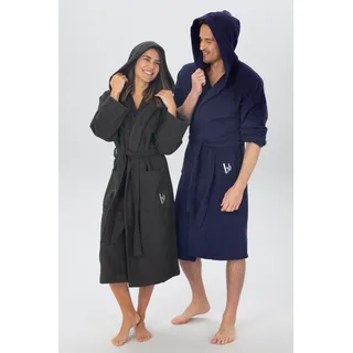 Unisex-Bademantel BRUNO BANANI "Robby, ideal für Sauna & Spa, Standard, Premium und Überlänge" Gr. S, grau (anthrazit), L:120cm, Walkfrottee, Hausmäntel, Unisex-Bademantel, Damen & Herren Bademäntel, Baumwolle, mit Taschen, Sauna, XS-3XL, Topseller