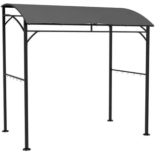 Outsunny Grillpavillon Metall Polyester Dunkelgrau Schwarz , 150x220x215 cm , Sonnenschutz, Pavillons