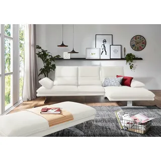 W.SCHILLIG Ecksofa "broadway, Designsofa mit tollem Sitzkomfort" Sitztiefenverstellung, Kopfteil- & Seitenteilverstellung, Breite 291cm, weiß z59