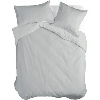 Basic Bettbezug Hellgrau 200 x 220 cm 100% Baumwolle Hergestellt in Europa - Hellgrau