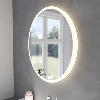 Loevschall Badspiegel »Atlas Rund, Badezimmerspiegel mit LED Beleuchtung, Lichtspiegel« Touchpanel für Lichtsteuerung, Verstellbarer Spiegel, Dänisches Design, silberfarben