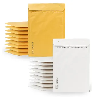 m-office Luftpolsterumschläge, Luftpolsterumschläge, Kraft-Weiß, Versandtaschen für Pakete, verschiedene Größen, Versandtaschen · m-office (100 x 165 mm, 20 Stück)