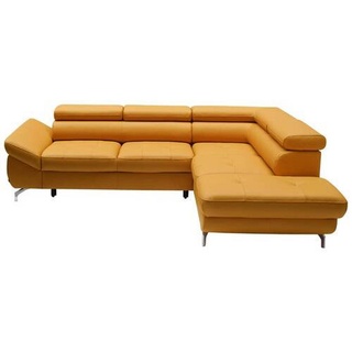 Novel Ecksofa , Currygelb , Leder , Echtleder , Ottomane rechts, L-Form , 270x220 cm , Lederauswahl, Hocker erhältlich , Wohnzimmer, Sofas & Couches, Wohnlandschaften, Ecksofas