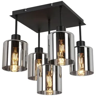 Novel Deckenleuchte , Schwarz , Metall, Glas , Uni , quadratisch , 36x40x36 cm , Lampen & Leuchten, Leuchtenserien