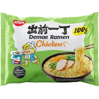 Nissin Demae Ramen – Huhn, Einzelpack, Instant-Nudeln japanischer Art, mit Hühnerfleisch-Geschmack, Sesamöl & asiatischen Gewürzen, schnell & einfach zubereitet, asiatisches Essen (1 x 100 g)