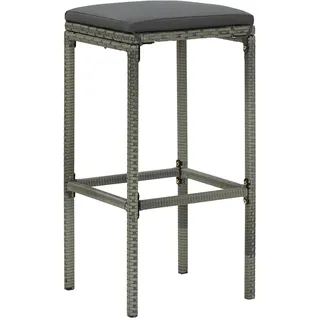 vidaXL Barhocker mit Kissen 3 Stk. Grau Poly Rattan - Grau