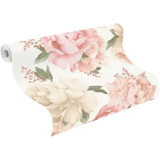 Rasch Textil Papiertapete mit großen Blumen 10 m x 0,53 m 278705 rosa