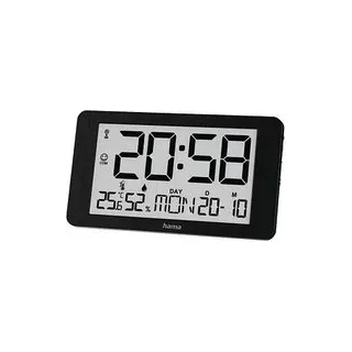 hama digitale Funkwanduhr Kuba schwarz Kunststoff 25,0 x 14,0 cm