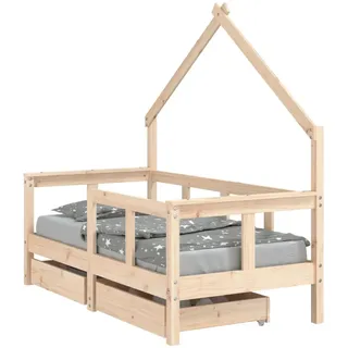 Kinderbett mit Schubladen 70x140 cm Massivholz Kiefer - Braun, Bunt