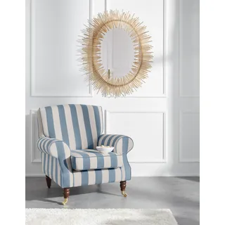 Home Affaire Sessel Rennes Baumwollmix 90 x 90 x 93 cm Blau/Creme mit Rollen