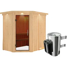 Bild von Sauna Silva, Ofen integrierte Stg.LED-Dachkranz Natur