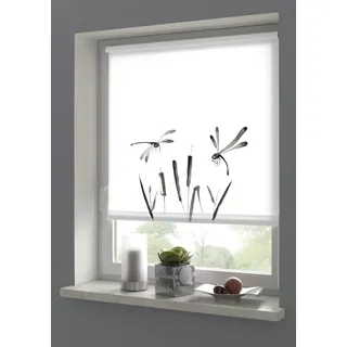 GARDINIA Seitenzugrollo GARDINIA "weiß / Dekor", weiß, B:60cm H:150cm, Polyester, Rollos, Seitenzugrollo, Klemmträger mit Feststellschraube