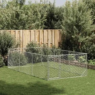 vidaXL Outdoor-Hundezwinger mit Tür 2x4x1 m Verzinkter Stahl - Silber