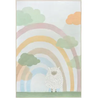 Lindorug Kinderteppich , Multicolor , Textil , Schaf , rechteckig , 120x180 cm , Oeko-Tex® Standard 100 , für Fußbodenheizung geeignet, rutschfest, in verschiedenen Größen erhältlich, wasserabweisend, schmutzabweisend, für Hausstauballergiker geeignet, feuchtraumgeeignet, waschbar, pflegeleicht, strapazierfähig, rutschfeste Unterfläche, vegan , Teppiche und Böden, Teppiche, Waschbare Teppiche