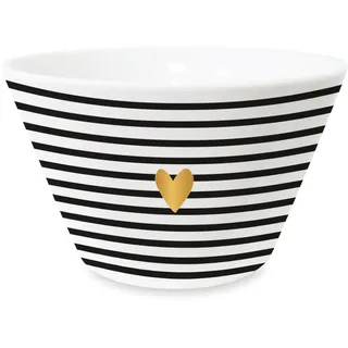 Grafik Werkstatt Müsli-Schale mit Echtgold | Porzellan Schüssel | Herz, Schwarz-weiß