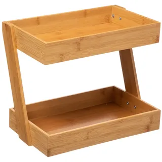 Küchenregal 2 Ebenen Bambus braun 26x31,5x22,5cm Küchen-Organizer Gewürzregale