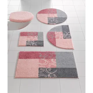 Badematte GRUND Gr. 7, grau (grau, rosé), halbrund (50cm x 80cm ), 1 Stk., Badematten, Badematte