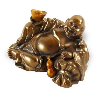 Lachineuse – Lucky Lachender Buddha-Statuette – kleine goldene Buddha-Statue 7 cm – Feng Shui Zen Dekoobjekt – Innenbereich, Wohnzimmer, Büro – Geschenkidee China Asien Viel Glück