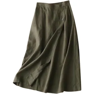 Maxirock Damen Lang Elastizität Rock Maxi Leinen Elegant Outdoor Fashion Faltenrock Sommer Große Größen Trachtenrock Falten Langer Luftiger Sommerrock