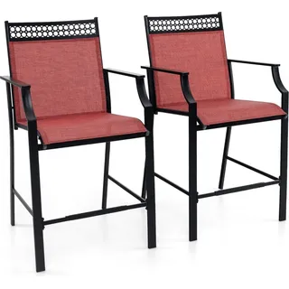 Outdoor-Barhocker-Set, 2er-Set, schnelltrocknender Stoff, Rot