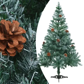The Living Store Künstlicher Weihnachtsbaum mit Tannenzapfen gefrostet 150 cm - Grün