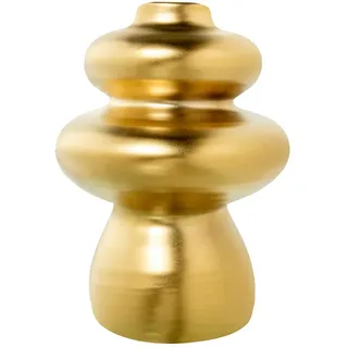 DRW Abstrakte Tischvase aus Keramik in mattem Gold, 15 x 15 x 20 cm, Goldmatt, Medidas: 15x15x20cm
