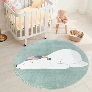 Carpet City Kinderteppich »ANIME921«, rund, 11 mm Höhe, Kinderzimmer Teppich Modern mit lustigen Cartoon-Figuren, Multi Carpet City grün Ø 160 cm   1 St.