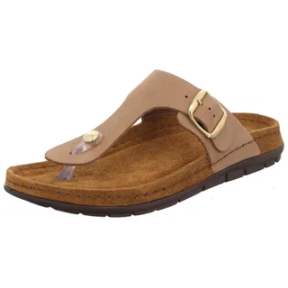 ROHDE Damen Zehentrenner Pantolette Leder Rodigo-D 5860, Größe:40 EU, Farbe:Beige