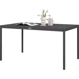 Gartentisch, Esstisch Für 6 Personen, Terrassentisch, Balkontisch Aus Alu, Dunkelgrau, 145 X 90 X 74 Cm