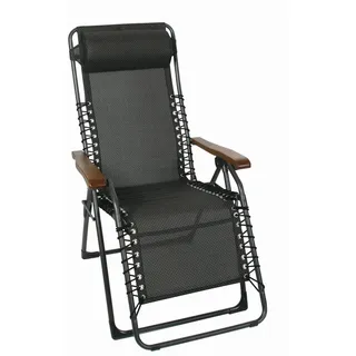 Garten-Relaxsessel , Anthrazit, Schwarz , Holz, Metall, Textil , Esche , massiv , 60x120x64 cm , Gartenmöbel, Gartenliegen, Liegestühle