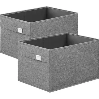 Famanu Aufbewahrungskorb Set 2 Stück 40 x 30 x 25 cm Hellgrau Faltbar und Waschbar