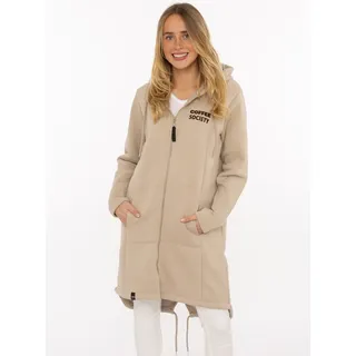 Kurzmantel ZWILLINGSHERZ "Morning Coffee", Damen, Gr. L, pure cashmere, Sweatware, Obermaterial: 50% Baumwolle, 50% Polyester, Mäntel Kurzmantel, große Stickerei hinten, Taschen, Reißverschluß