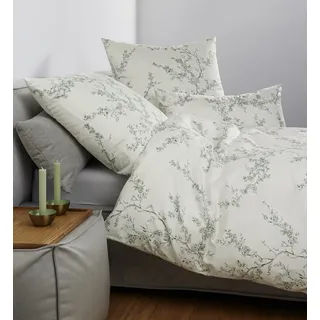 JANINE Bettwäsche Carmen S salbeigrün zitrone Größe 135x200+80x80 - Weiß, grün