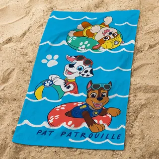OMYDREAM Paw Patrol Water Badetuch und Strandtuch für Kinder | 100% Baumwolle | Öko-TEX | 70 x 120 cm | Bedruckt Jungen | blau
