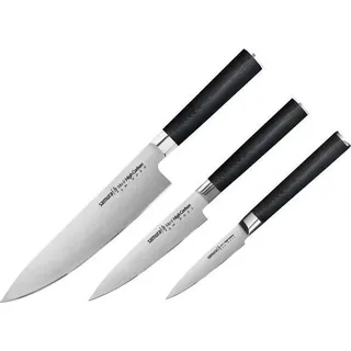 Samura MO-V Chef-, Schäl- und Allzweckmesser-Set - AUS-8-Stahl - Silber, Schwarz
