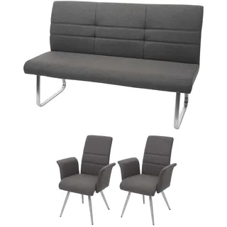 Mendler Esszimmerstuhl Stoff grau-braun 2er Set