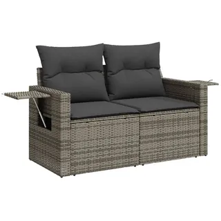 vidaXL Gartensofa 2-Sitzer Loungesofa grau