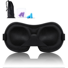 Brencco Schlafmaske 3D, 2 Paar Ohrstöpsel, Schlafmaske für Frauen und Männer, Anti-Licht-Reisemaske