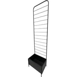 dobar® XL Metall-Pflanzkübel mit Rankgitter-Spalier – Pflanzkasten aus pulverbeschichtetem Stahl für Kletterpflanzen – platzsparend für Balkon, Terrasse & Garten – 50 x 30 x 180 cm – Schwarz