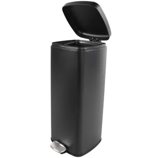 Tretmülleimer Abfallbehälter Mülleimer 30L Stahl schwarz matt Treteimer - Schwarz
