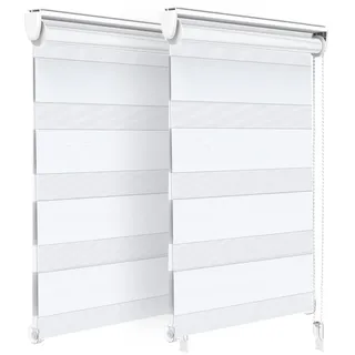 VOUNOT 2er Set Doppelrollo klemmfix ohne Bohren, Duo Rollo Klemmrollo für Fenster und Tür, lichtdurchlässig & verdunkelnd Fensterrollo, 50x150cm, Weiß