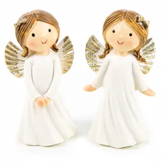 Kleine Engel-Figuren, 2 Stück: Weihnachtsengel Deko, Figur Weihnachten, Kommunion, Geburtstag, Schutzengel, Dekofiguren Innen, Weihnachtfiguren zum Hinstellen, Weihnachtsdeko, Geschenk Klein, 9 cm