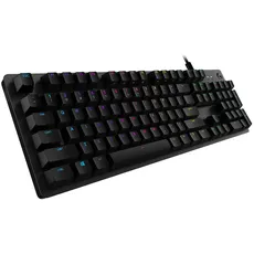 Logitech G512 mechanische Gaming-Tastatur, GX-Red Linear Switches, LIGHTSYNC RGB-Beleuchtung, USB-Durchschleife, Aluminium-Gehäuse, Programmierbare F-Tasten, Skandinavisches-Layout - Schwarz